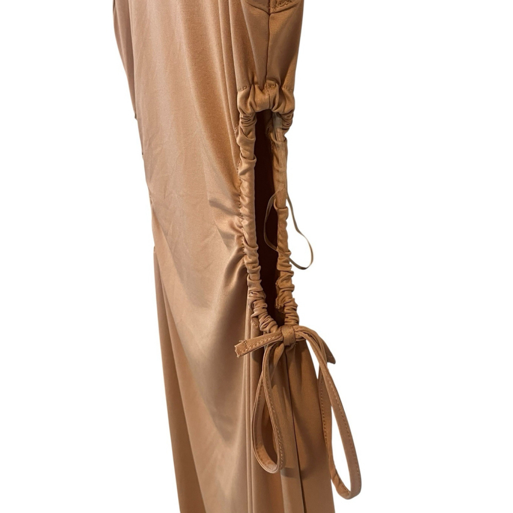 Absolutely Love It Beige Bodycon Midi Dress Size M - Picture 5 of 11